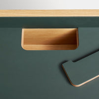 Tabloid Desk in White Oak / Navy Green - Angle 15