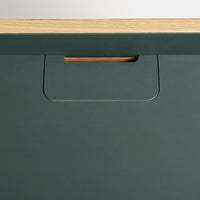 Tabloid Desk in White Oak / Navy Green - Angle 14