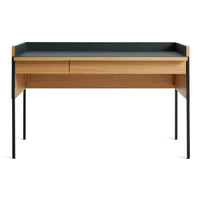 Tabloid Desk in White Oak / Navy Green - Angle 1