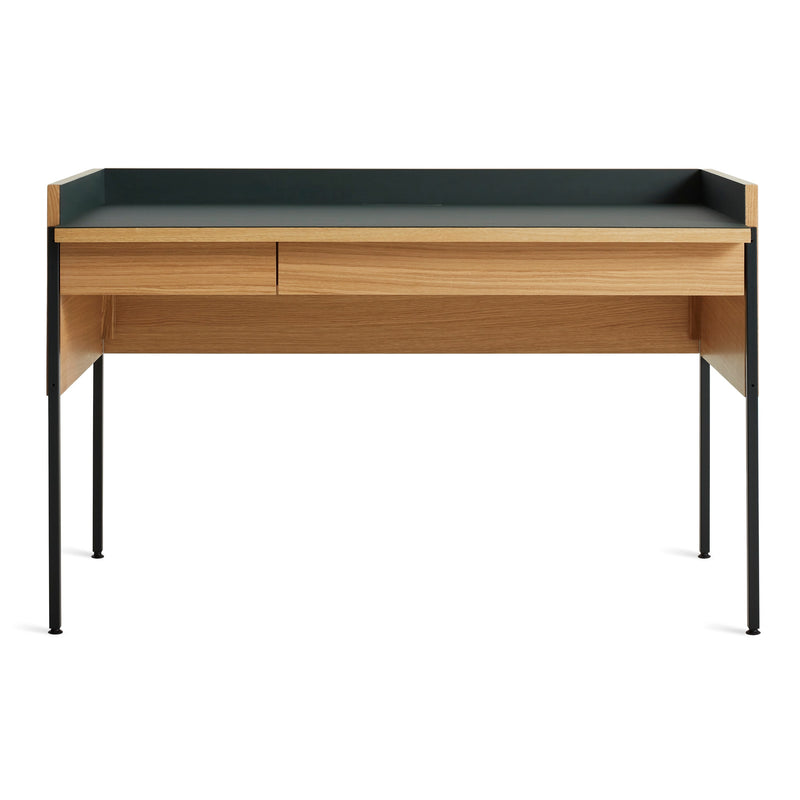Tabloid Desk in White Oak / Navy Green - Angle 1