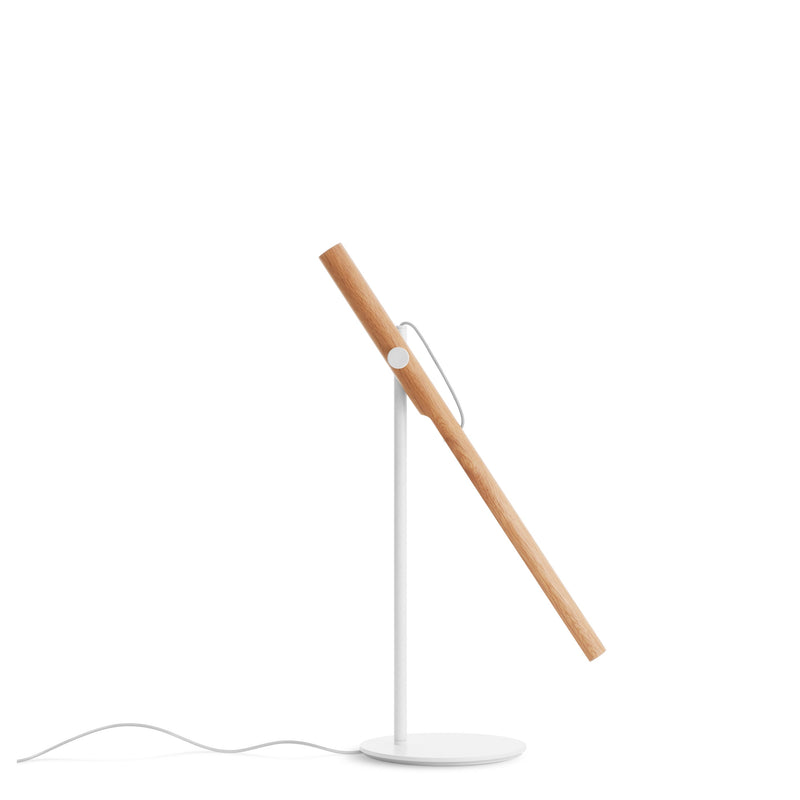 Type A Task Table Lamp in White Oak / White