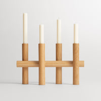 Tally Candelabra in White Oak - Angle 2