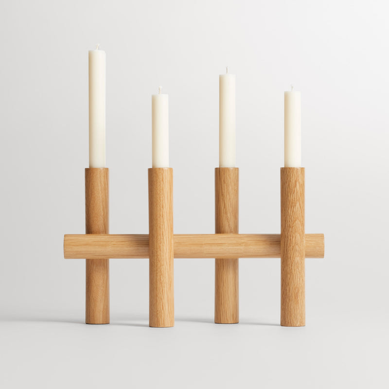 Tally Candelabra in White Oak - Angle 2