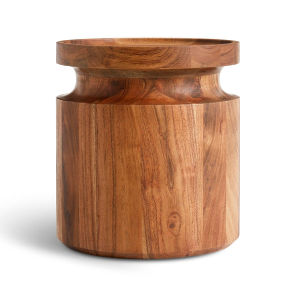 Turn Low Side Table in Acacia - Angle 1