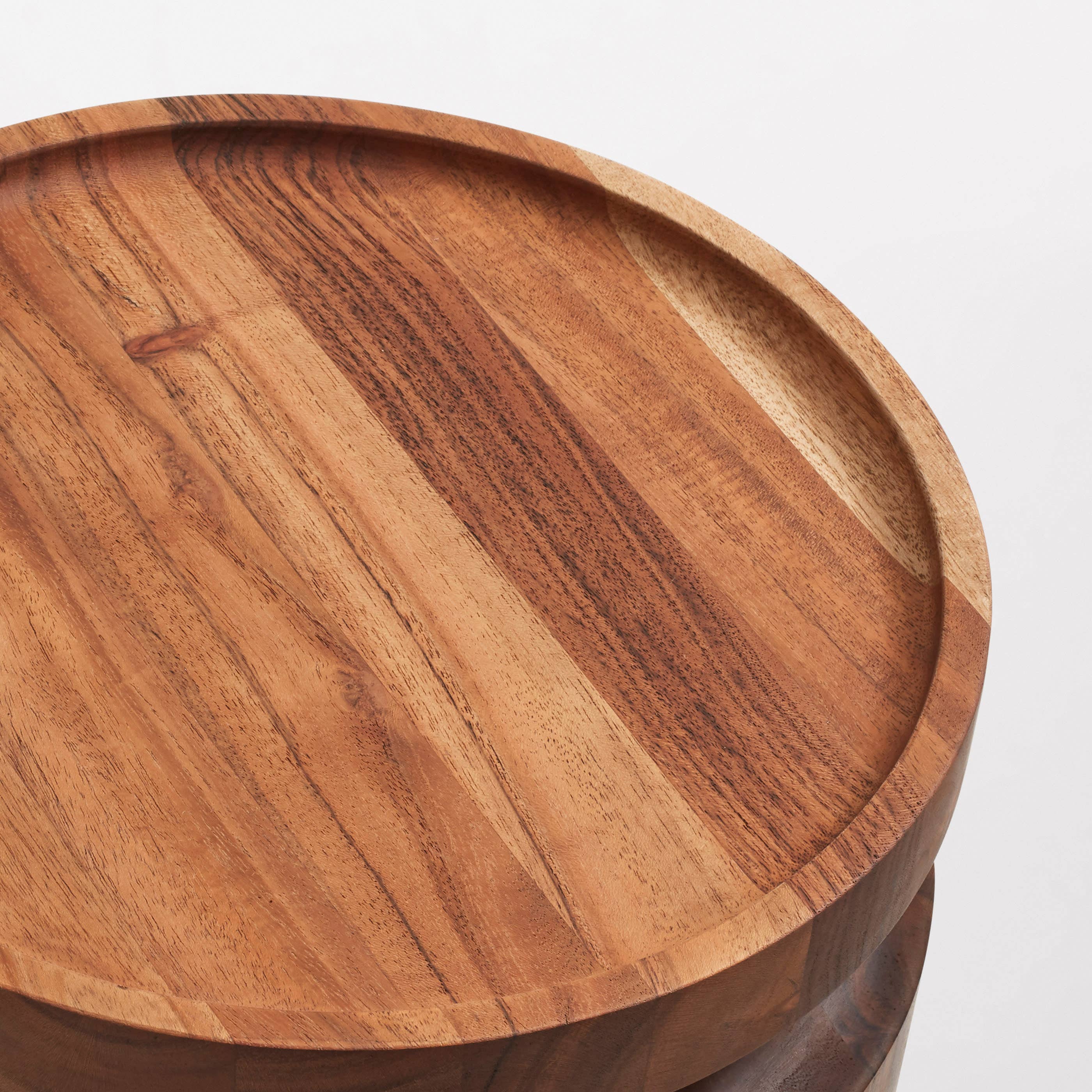 栃の木sidetable Teak Acacia Wood Outdoor 19 in. Side Table End Table Small