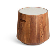 Turn Stool in Acacia / Heathered Off White - Angle 3