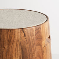 Turn Stool in Acacia / Heathered Off White - Angle 7