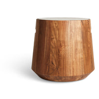 Turn Stool in Acacia / Heathered Off White - Angle 5