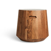 Turn Stool in Acacia / Heathered Off White - Angle 4