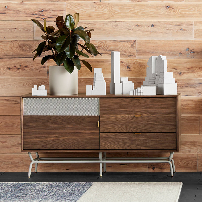 Dang 1 Door / 3 Drawer Console in Marine Blue - Angle 2