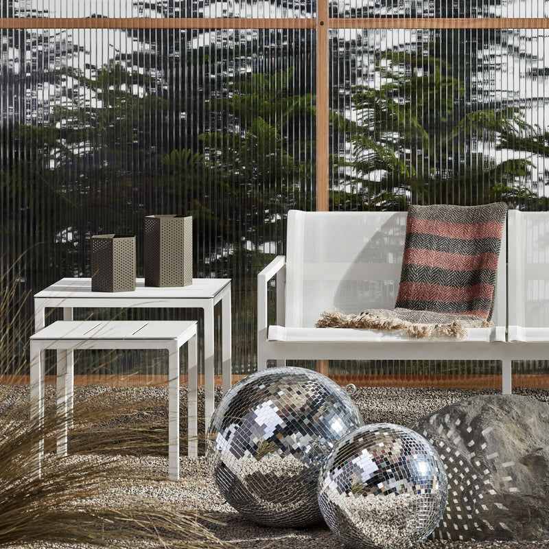 Skiff Outdoor Tall Side Table in White - Angle 2