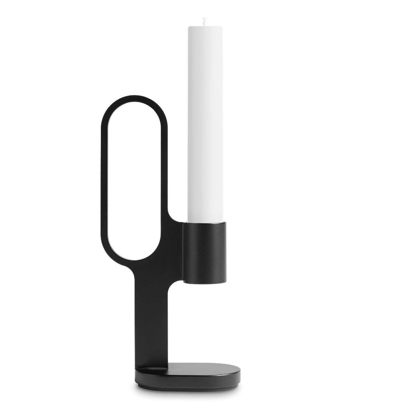 Who Goes There? Candle Holder Shape 3 in Black - Angle 1