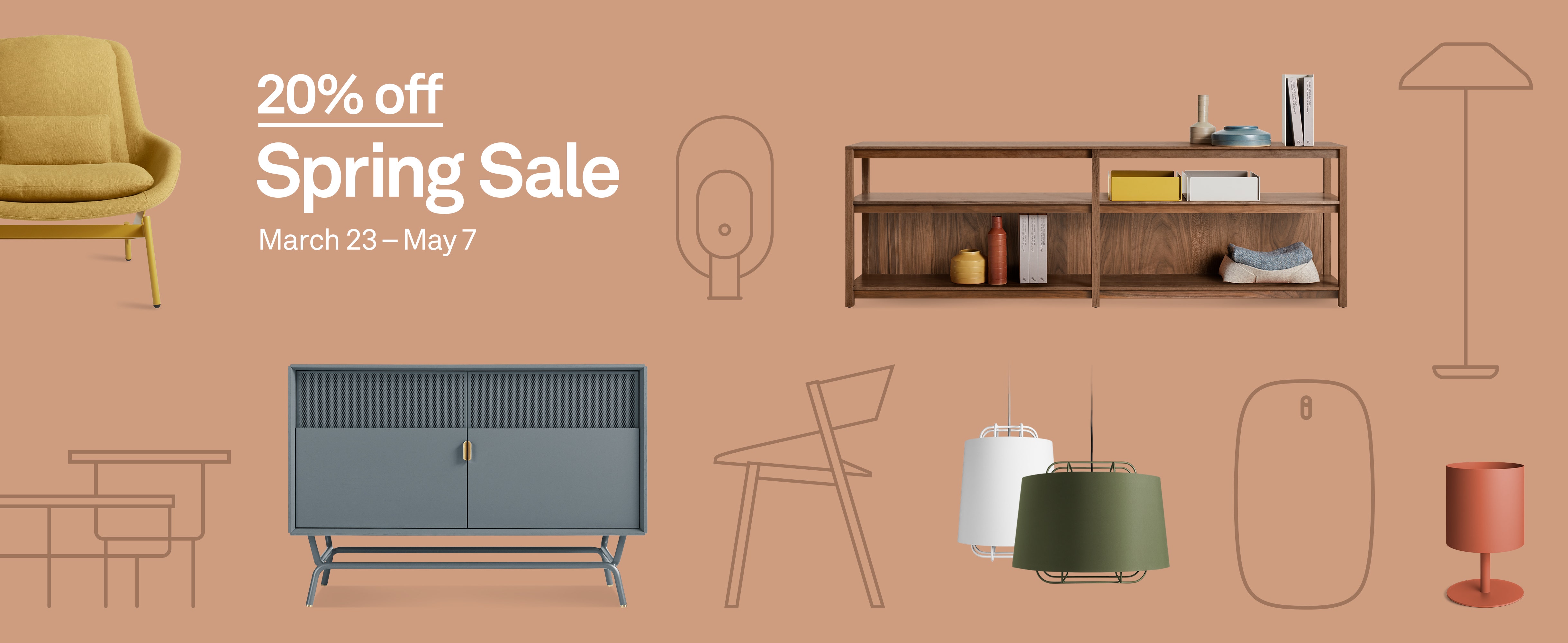 20% off. Spring Sale March 23rd through May 7th