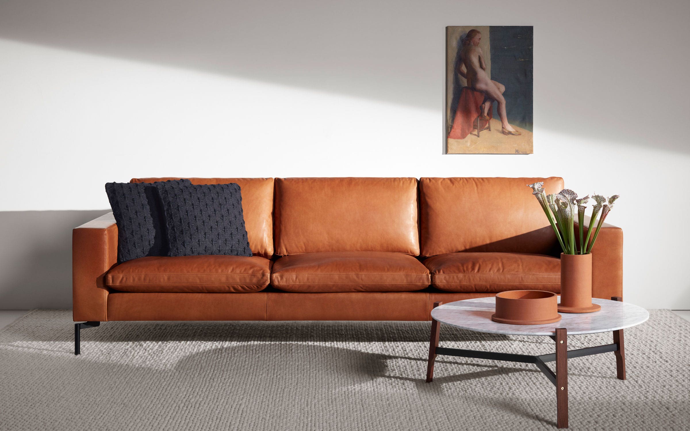New Standard 92 Modern Leather Sofa  Blu Dot