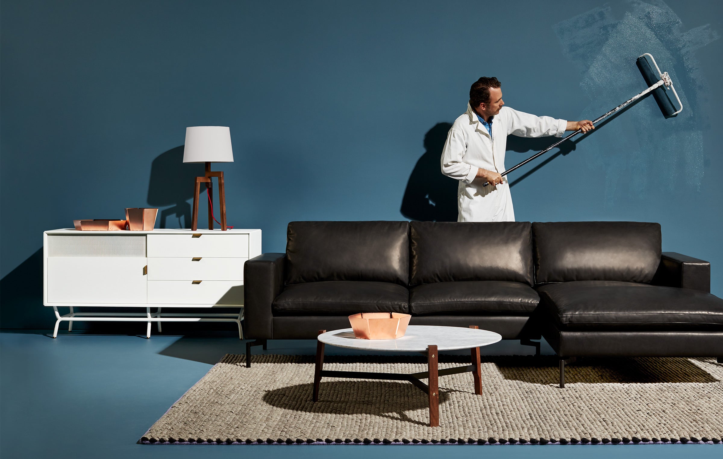 New Standard Leather Sofa w/ Left Arm Chaise